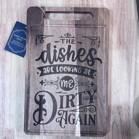 Dirty Dishes Wooden Cutting Board - Rustic Kitchen Decor - Picture 2 of 5
